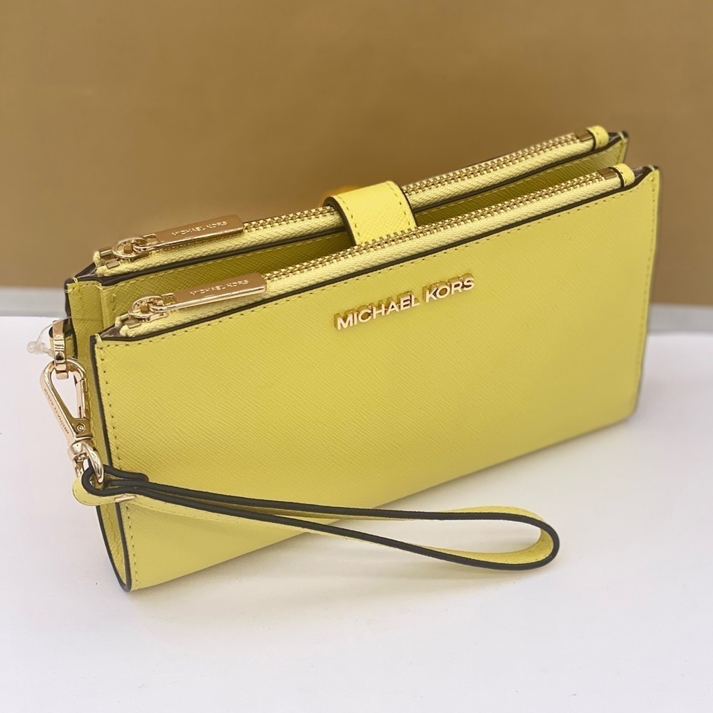 Michael Kors DoubleZip Wallet Wristlet Phone Case Sunshine - Picture 10 of 11